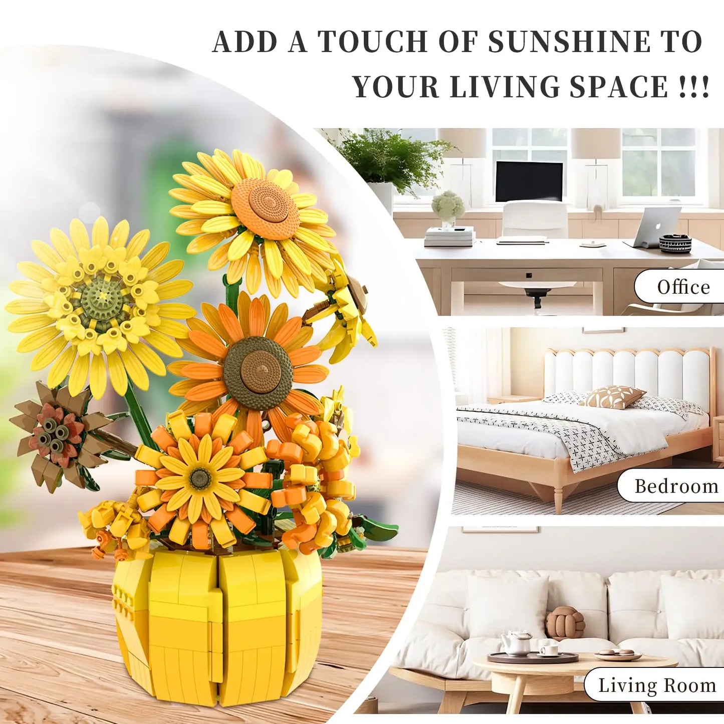 Sunflower Blocks Flower Bouquet Set