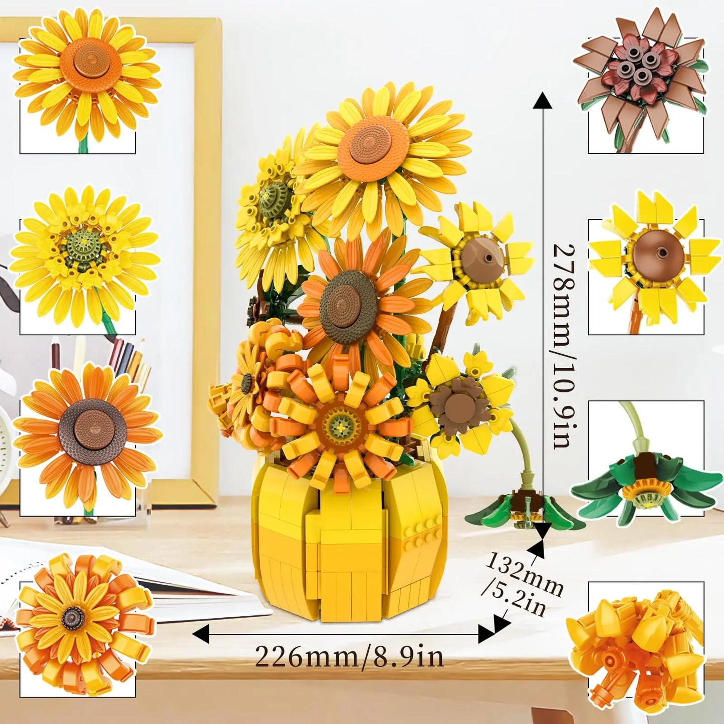 Sunflower Blocks Flower Bouquet Set