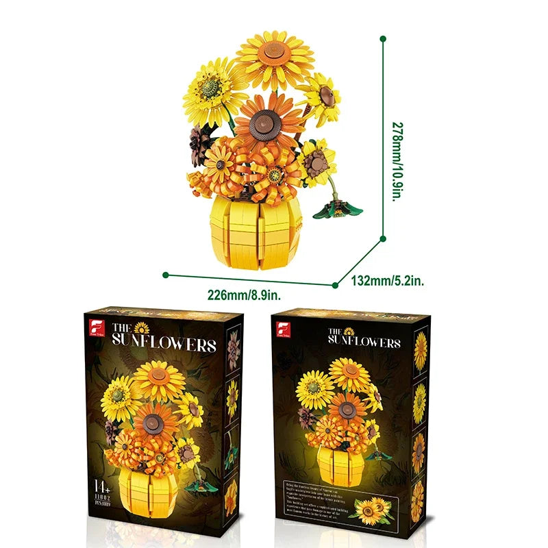 Sunflower Blocks Flower Bouquet Set