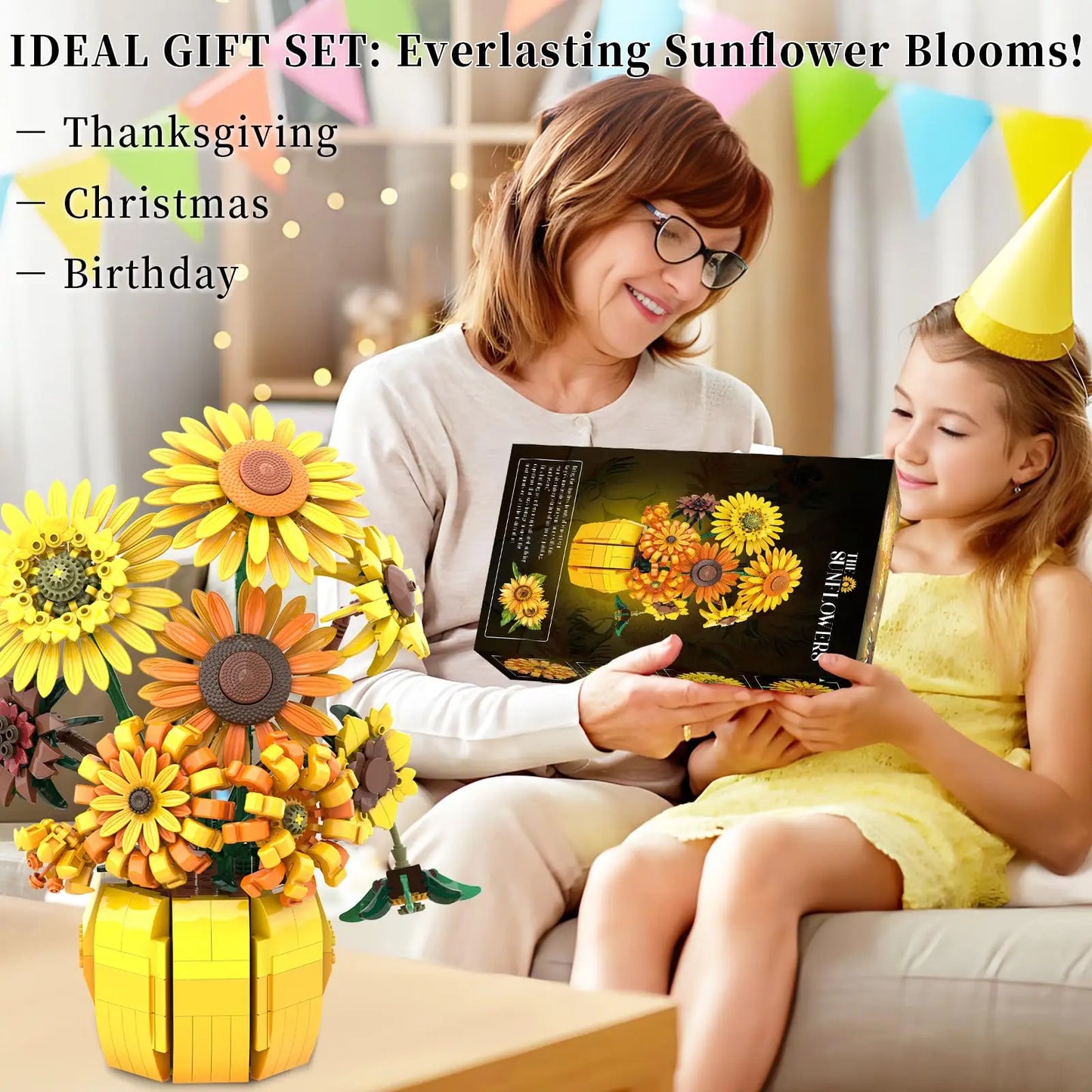 Sunflower Blocks Flower Bouquet Set