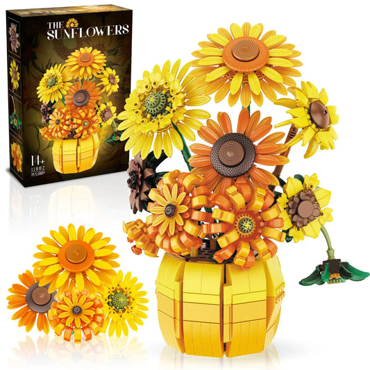 Sunflower Blocks Flower Bouquet Set