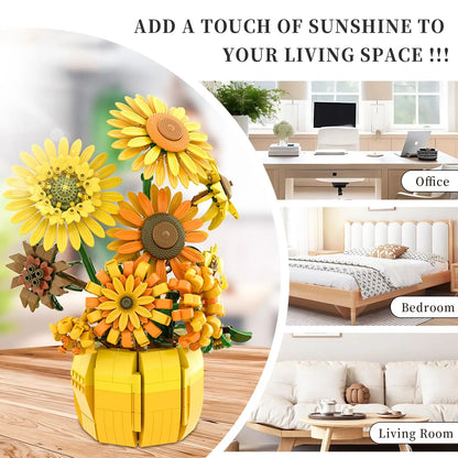 Sunflower Blocks Flower Bouquet Set