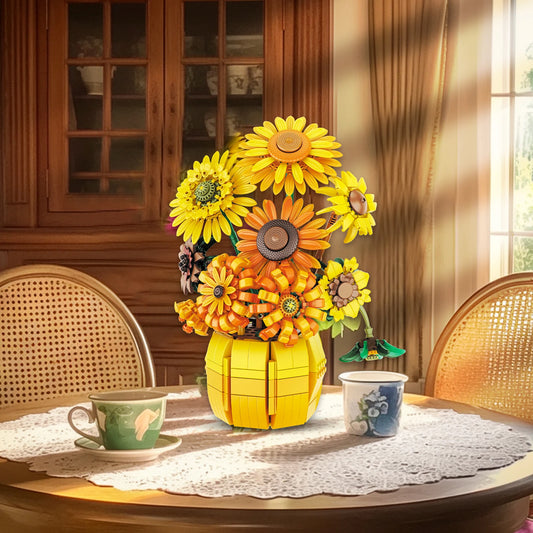 Sunflower Blocks Flower Bouquet Set