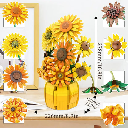 Sunflower Blocks Flower Bouquet Set